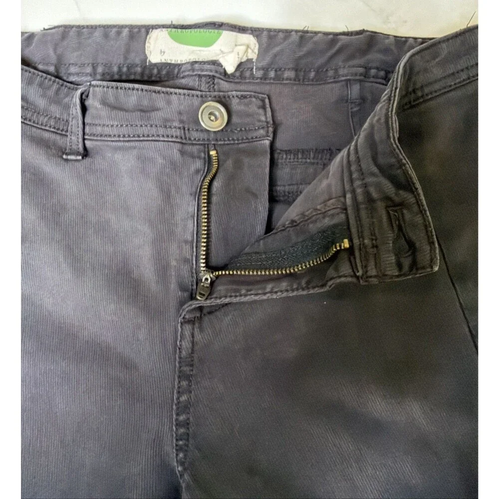 by Anthropologie Button-Hem Cropped Pants Gray 28 Boho Elevated Casual